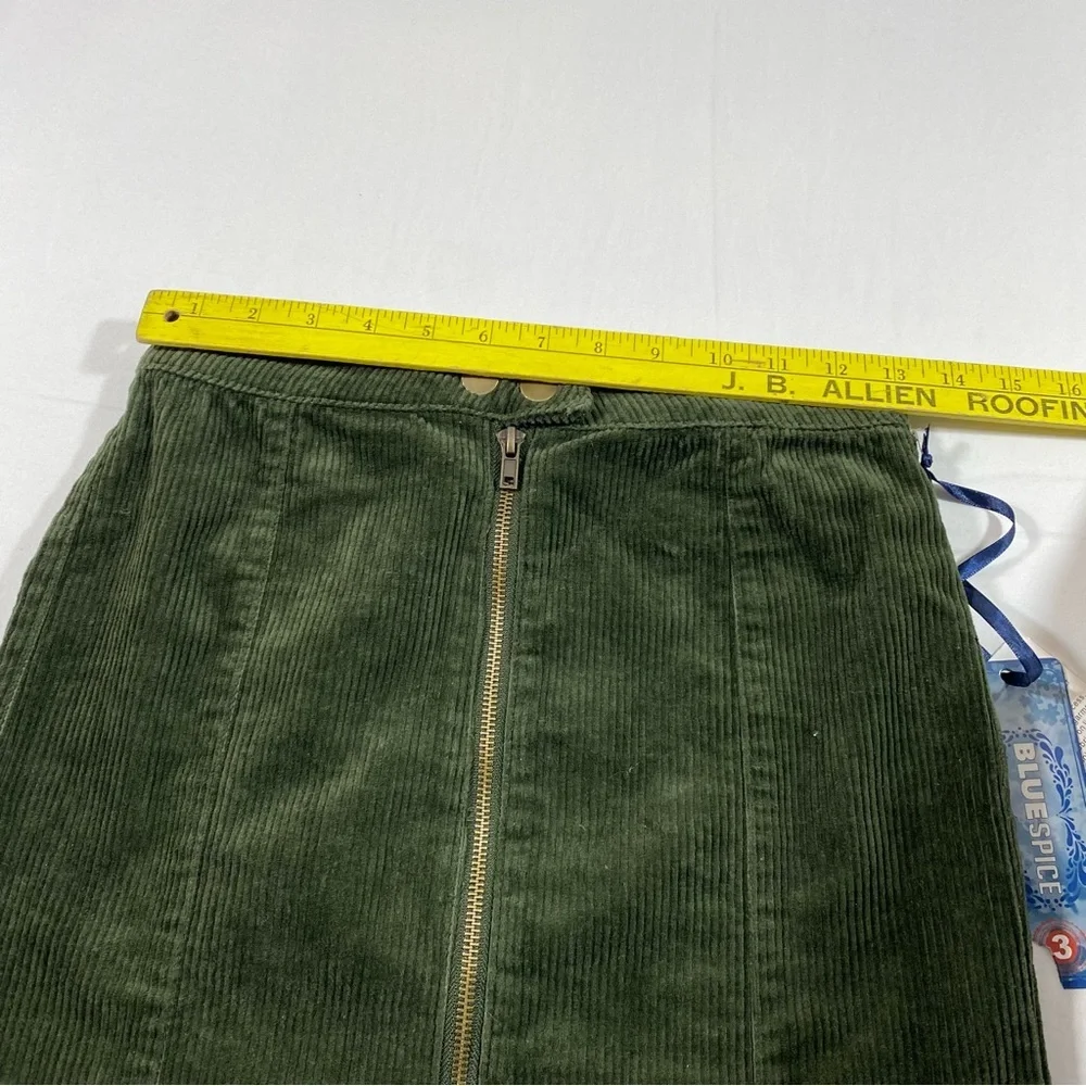 NWT Blue Spice Mini Skirt Corduroy ZipUp Autumn Emerald Green Cute Casua…